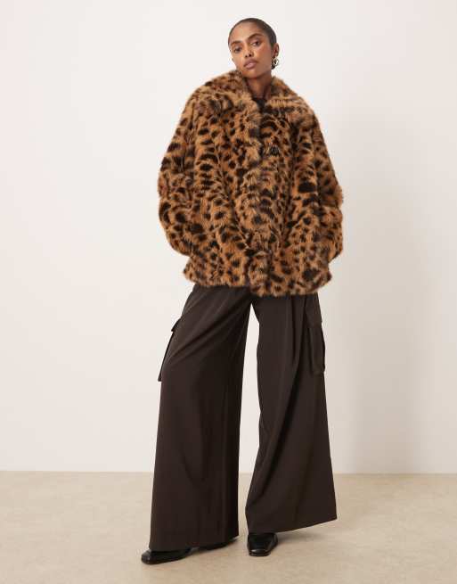 Mango faux fur jacket in leopard print, 2 of 4