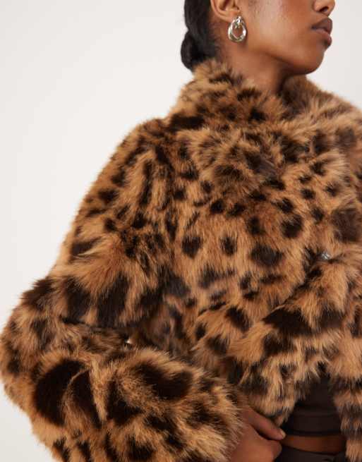 Mango faux fur jacket in leopard print, 4 of 4