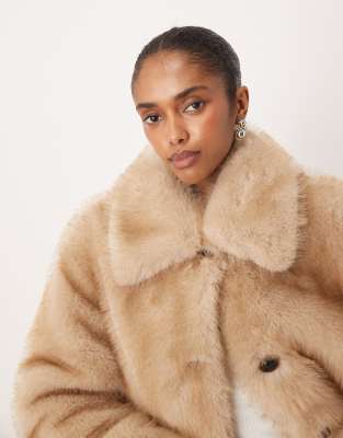 Mango Faux Fur Jacket In Animal Print