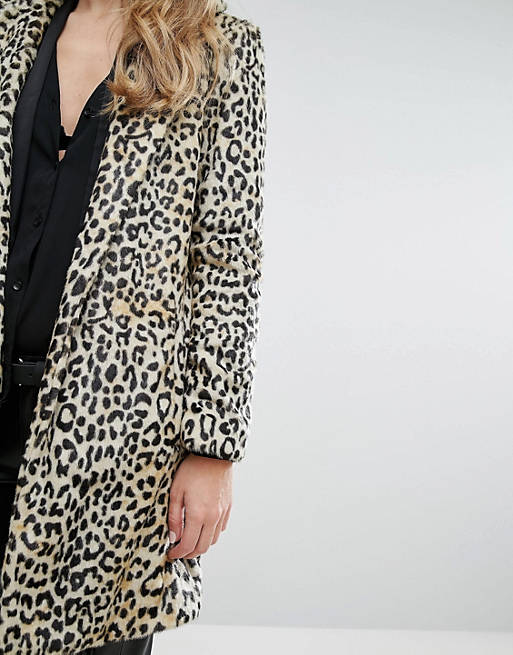 Mango Faux Fur Leopard Print Coat | ASOS