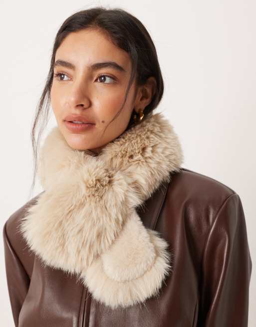Mango faux fur oversized scarf in beige