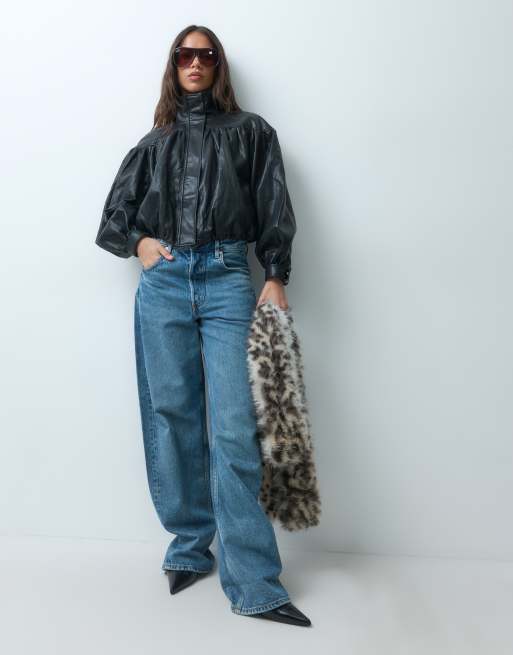 Mango faux fur skinny scarf in snow leopard print, 3 of 3