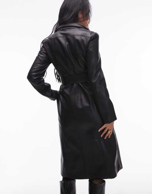 Mango faux fur trim coat in black, 4 of 4