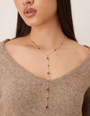Mango Faux Jeweled Drop Chain Necklace In Gold