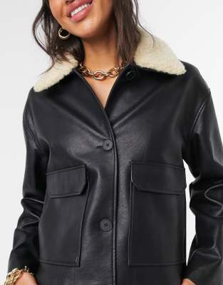 mango faux leather jacket