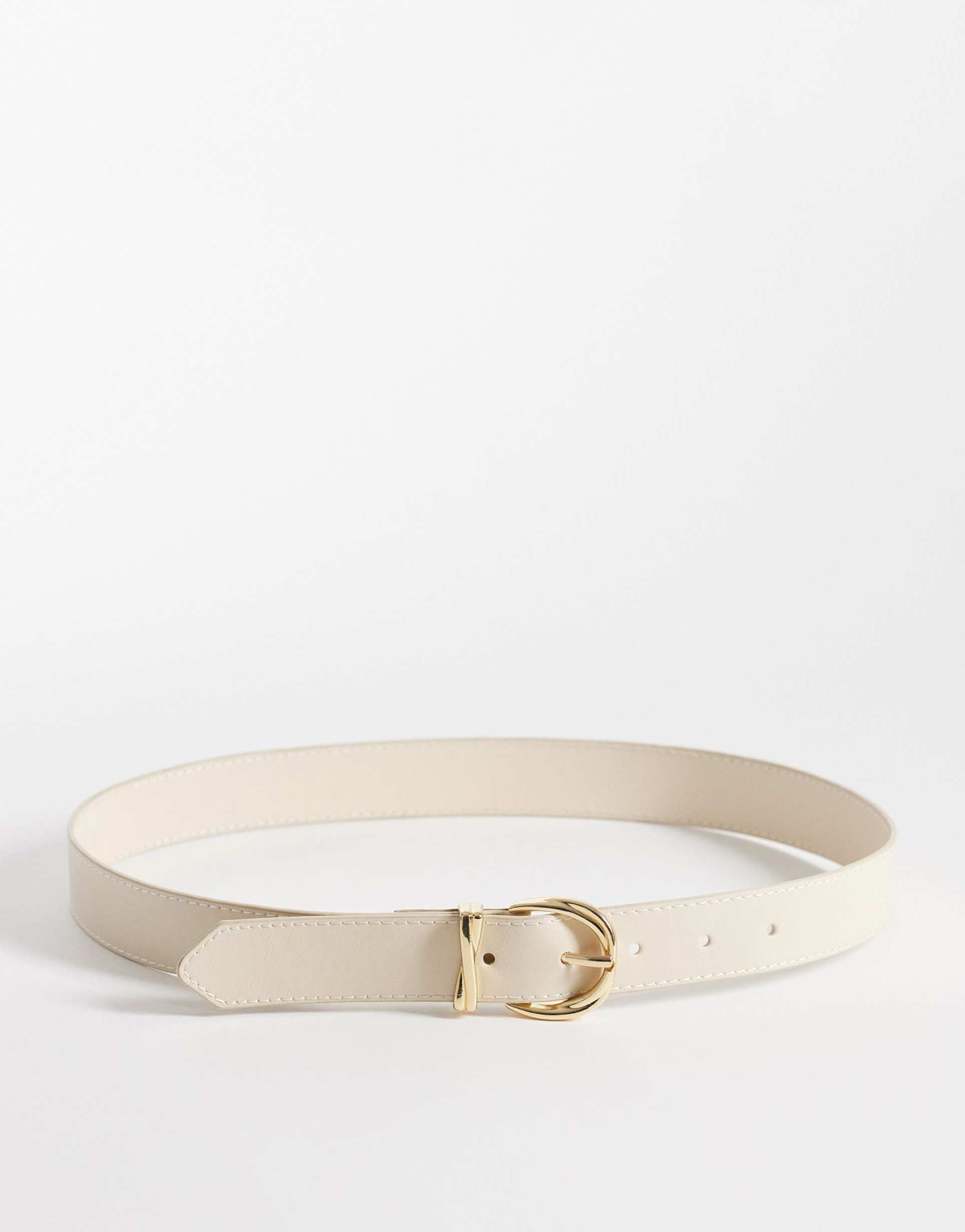 mango faux leather belt in beige