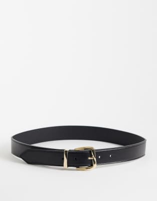 Mango Faux Leather Belt In Black