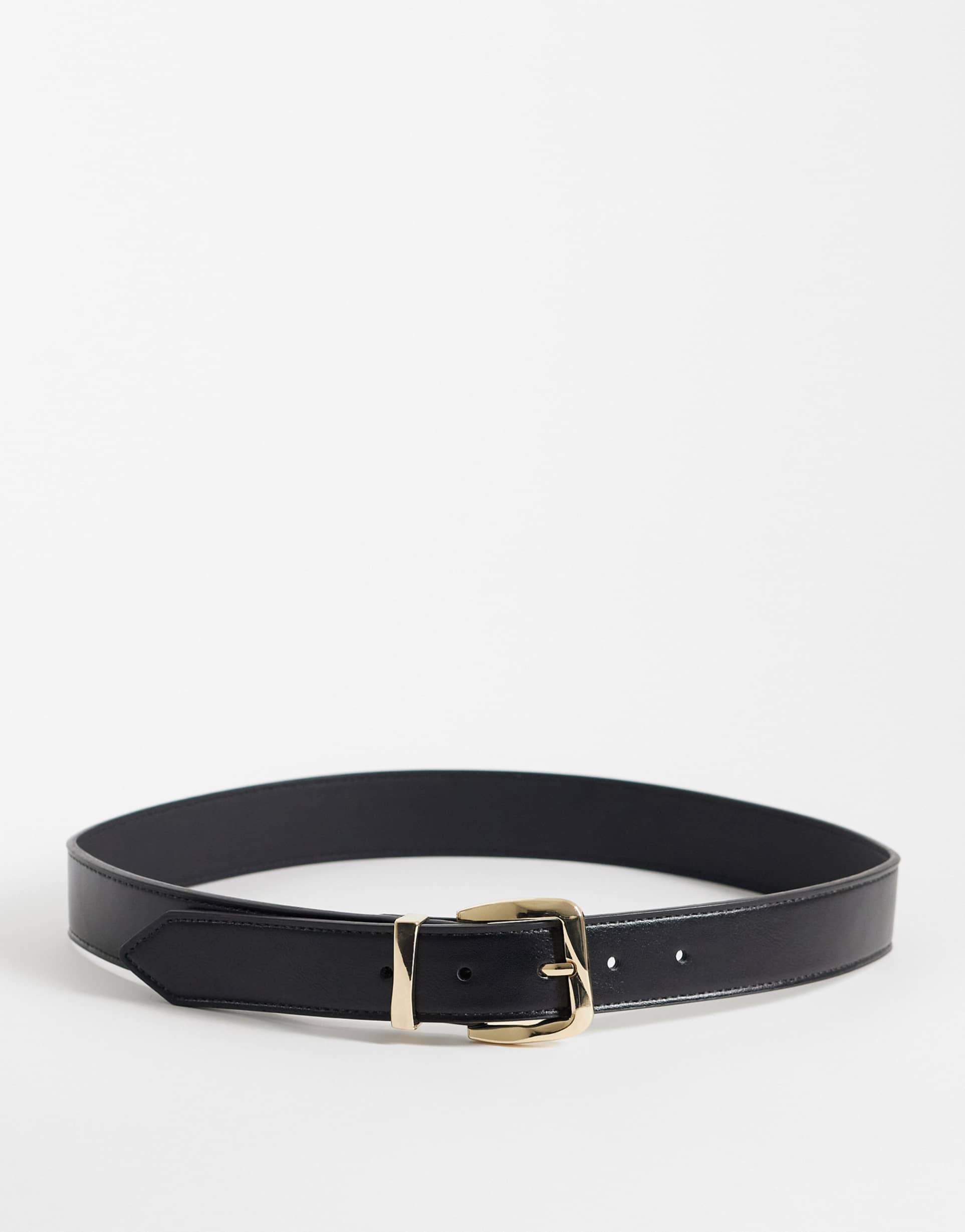 mango faux leather belt in black