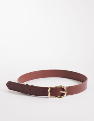 Mango Faux Leather Belt In Neutral