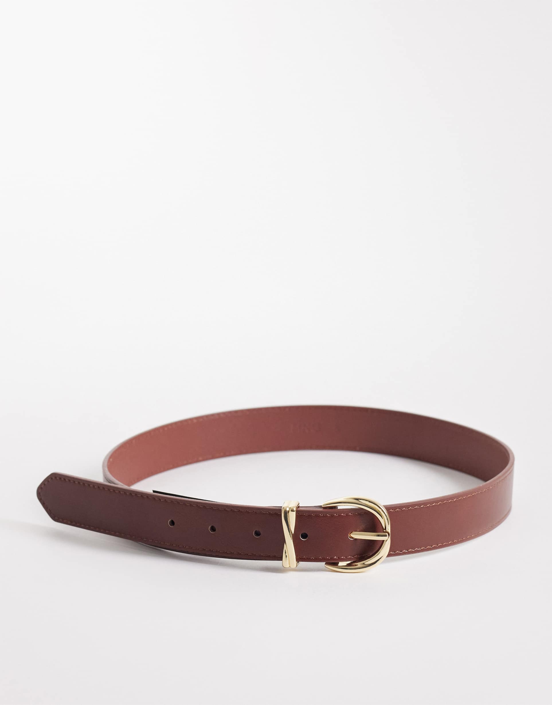 mango faux leather belt in brown