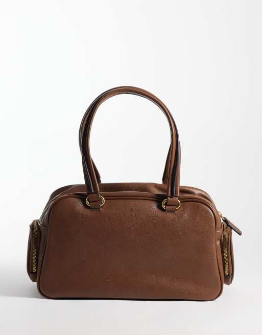 Mango faux leather bowling bag in brown, 4 of 4