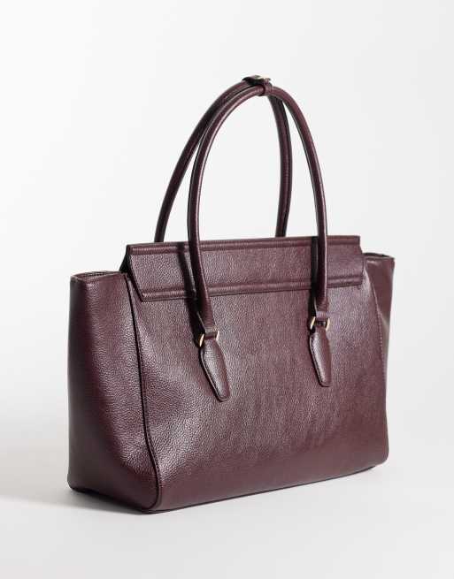 Mango faux leather city bag in burgundy, 4 of 4