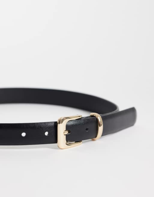 Mango faux leather classic belt in black, 2 of 3