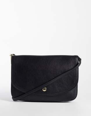 Mango Faux Leather Classic Cross Body Bag In Black