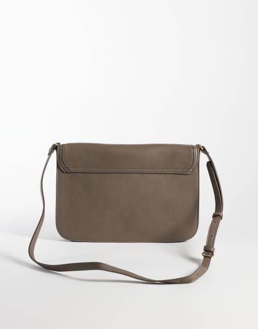 Mango faux leather classic cross body bag in grey, 4 of 4