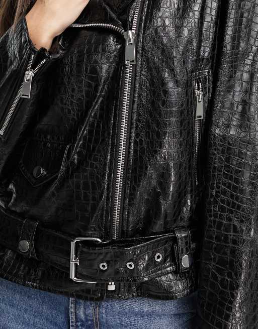 Faux Leather Croc Detail Backpack - Black – Pièces De Mode