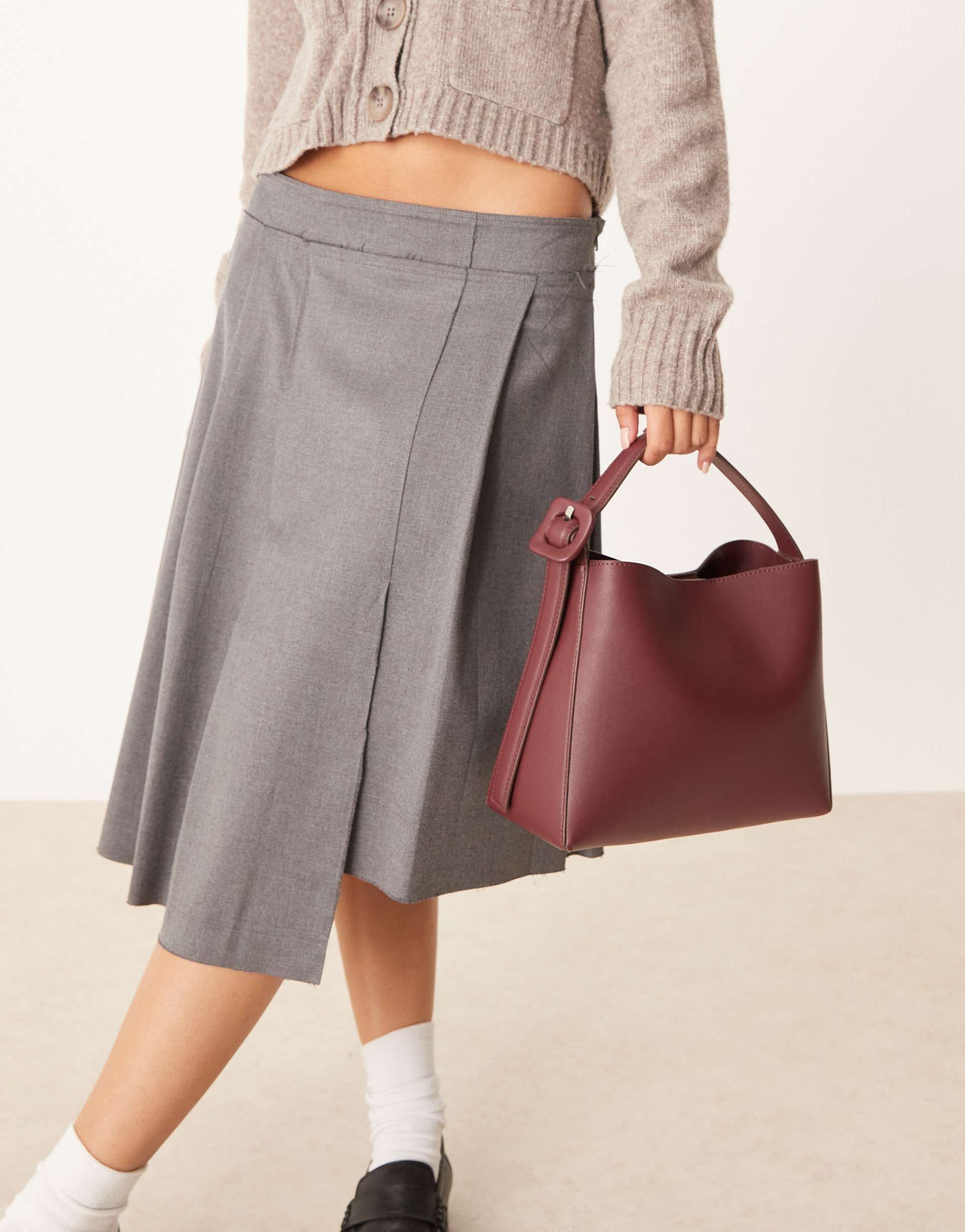 mango faux leather crossbody bag in cherry red