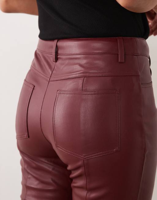 Mango faux leather flared trouser in berry , 5 of 5