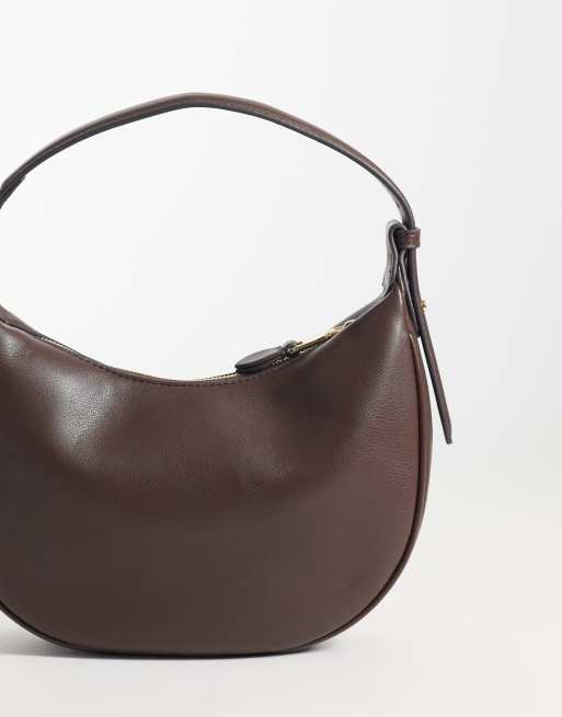 Mango faux leather half moon handbag in brown, 4 of 4