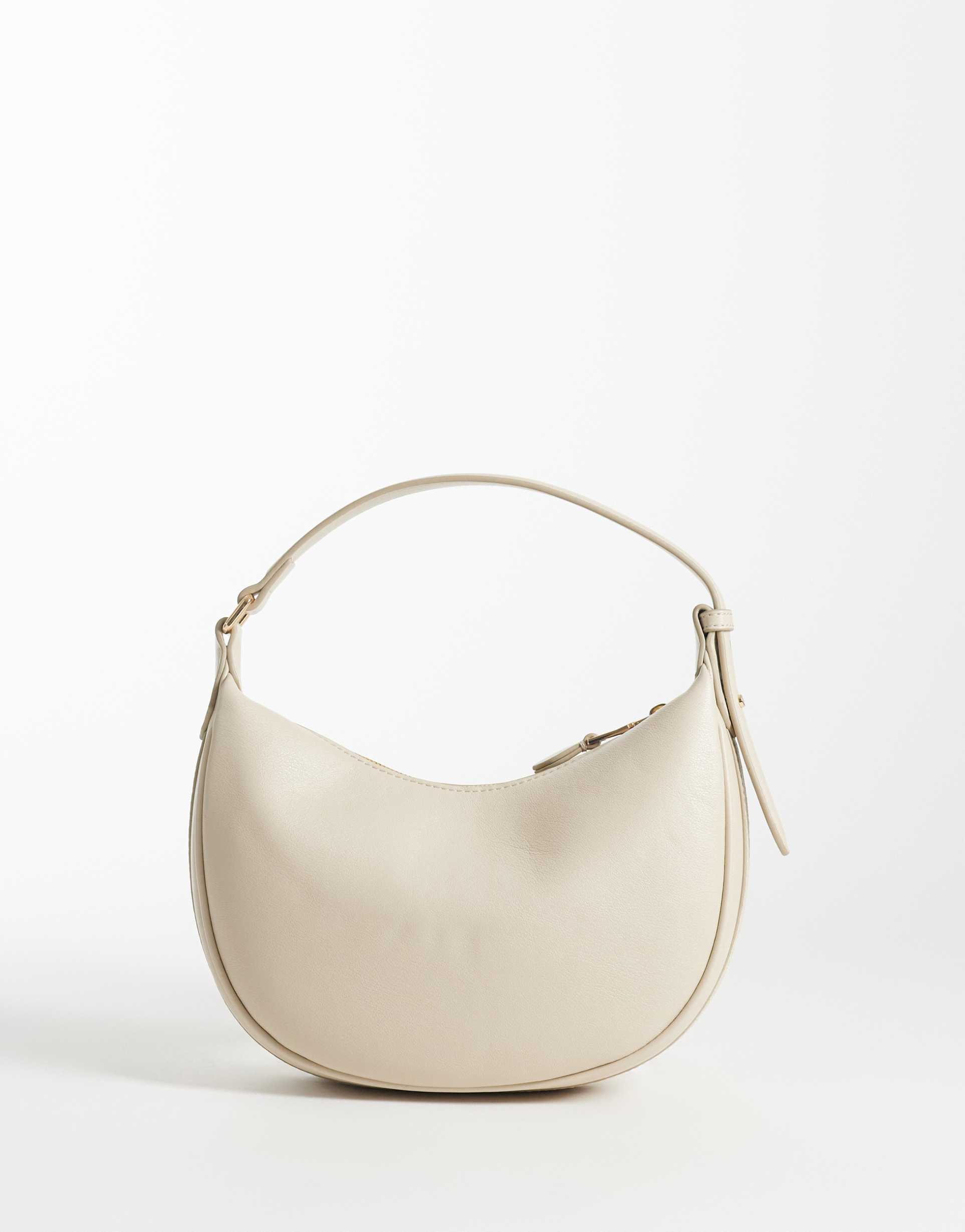 mango faux leather half moon purse in beige