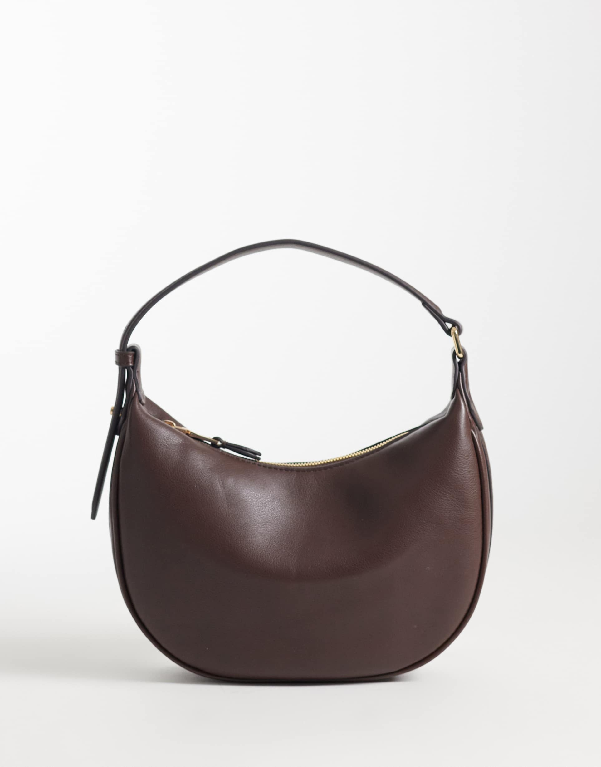 mango faux leather half moon purse in brown