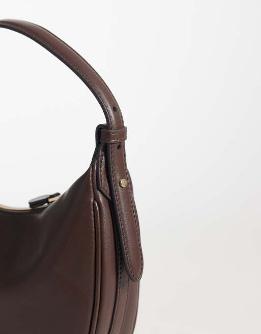Mango faux leather half moon purse in brown, 3 of 4