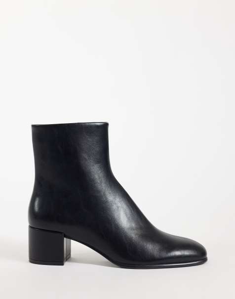 Mango faux leather heeled chelsea boot in black - view 1