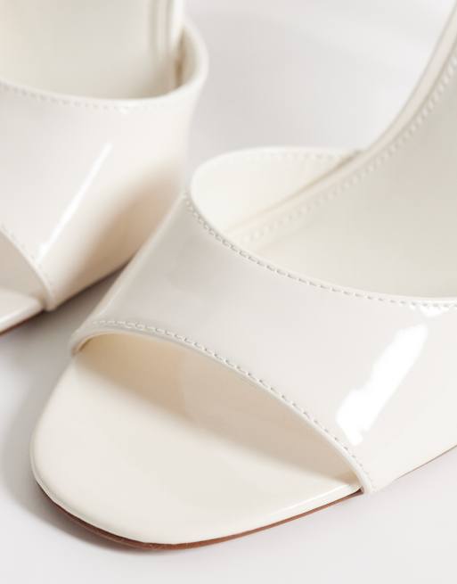 Mango faux leather heeled mule in white, 4 of 4