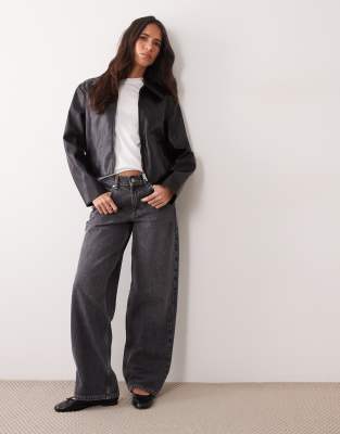 Mango Faux Leather Jacket In Black