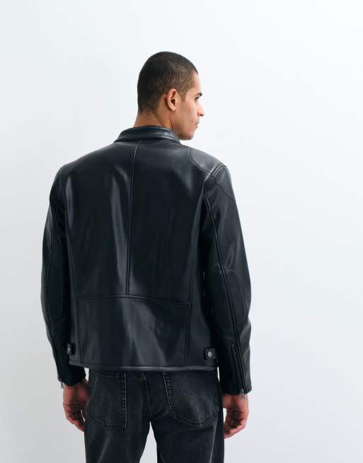 Mango faux leather jacket in black, 4 of 5