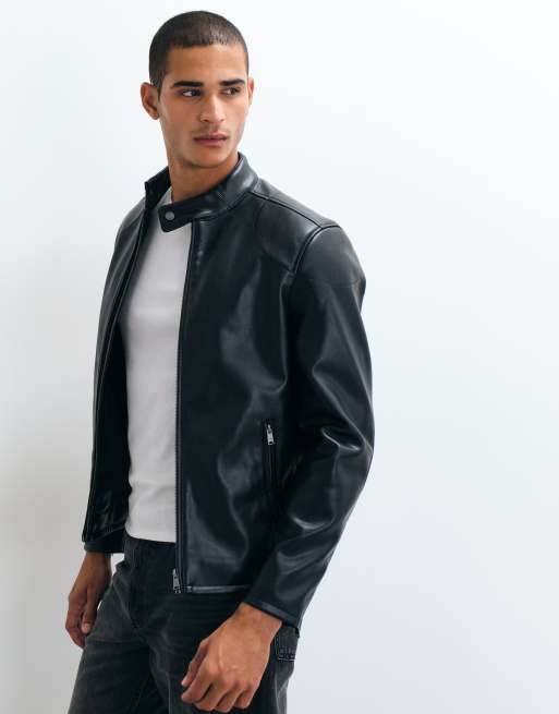 Mango faux leather jacket in black, 5 of 5
