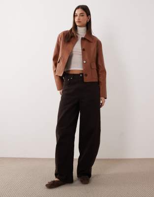 Mango Faux Leather Jacket In Brown