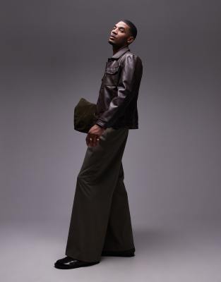 Mango Faux Leather Jacket In Brown