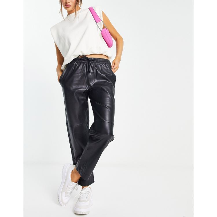 Mango leather joggers on sale