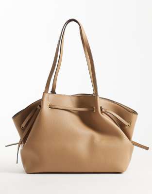 Mango Faux Leather Large Slouchy Tote Bag In Brown
