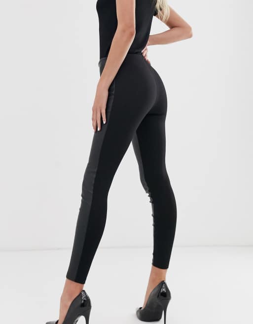 Mango faux leather leggings in black