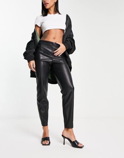 Mango zip detail leggings in black