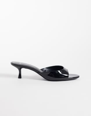 Mango Faux Leather Low Heeled Mule In Black