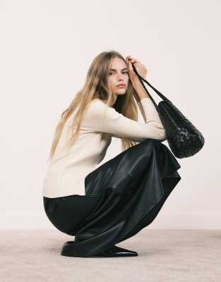 Mango Faux Leather Midi Skirt In Black