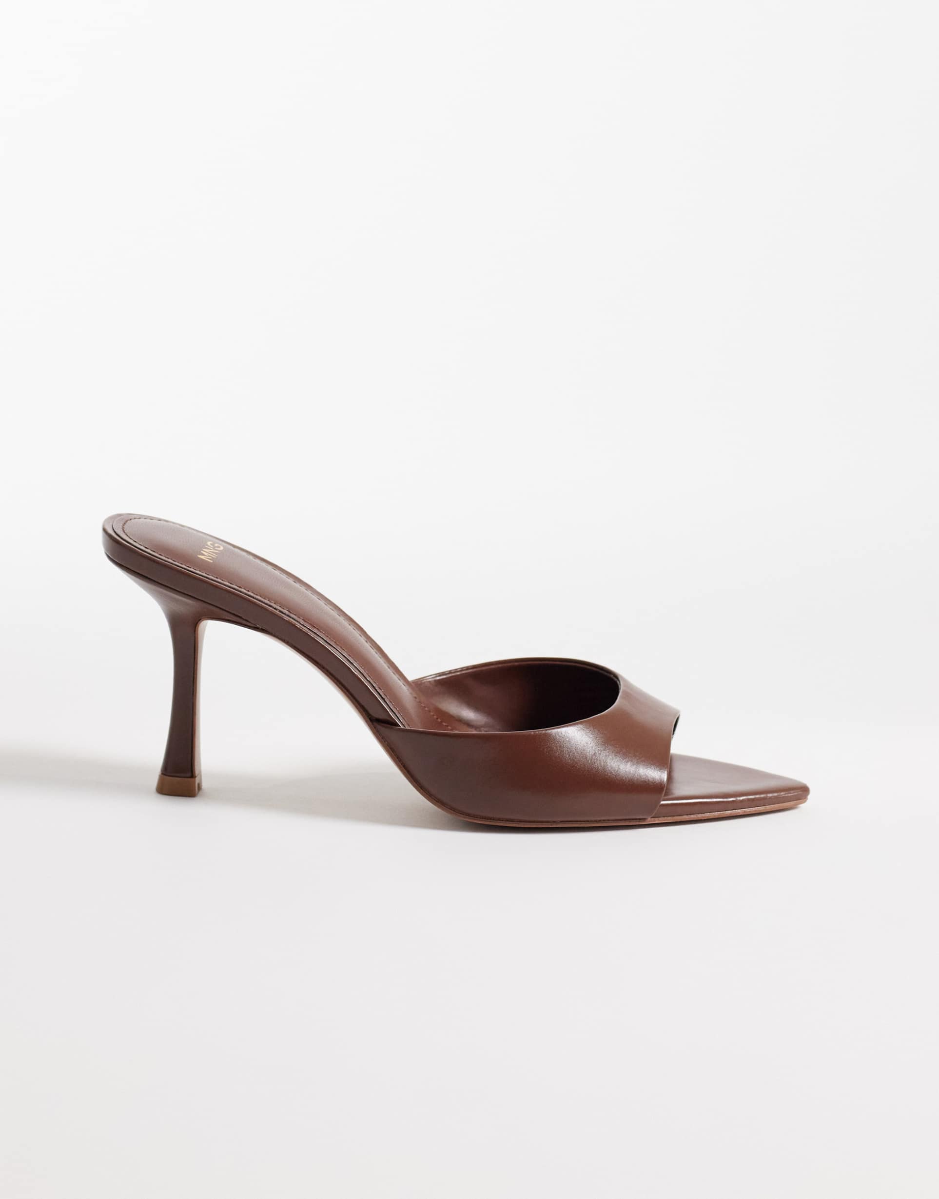 mango faux leather mules in terracotta