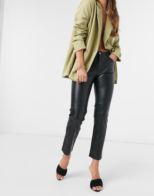 mango faux leather pants