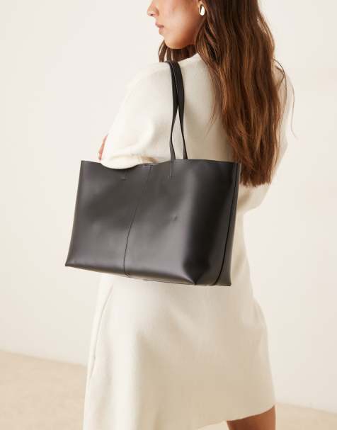 Mango faux leather rectangle shoulder bag in black - view 1