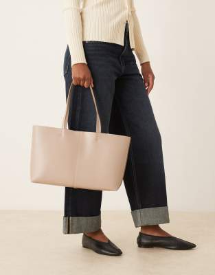 Mango Faux Leather Rectangle Shoulder Bag In Neutral