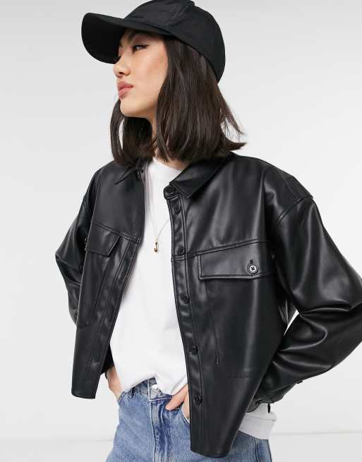 Mango on sale leather shirt