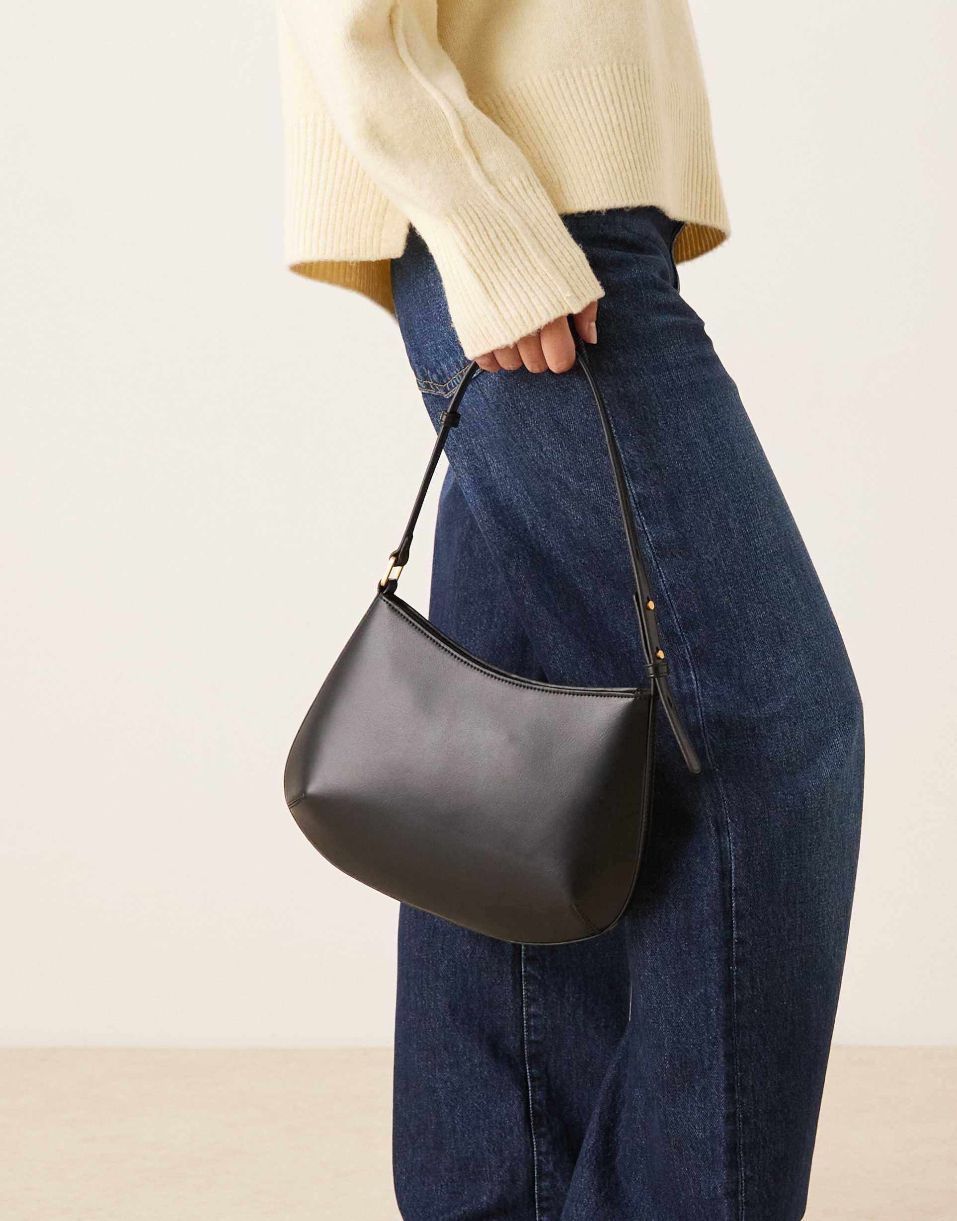 mango faux leather shoulder bag in black