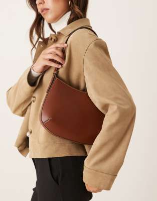 Mango Faux Leather Shoulder Bag In Brown