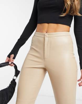 beige leather pants