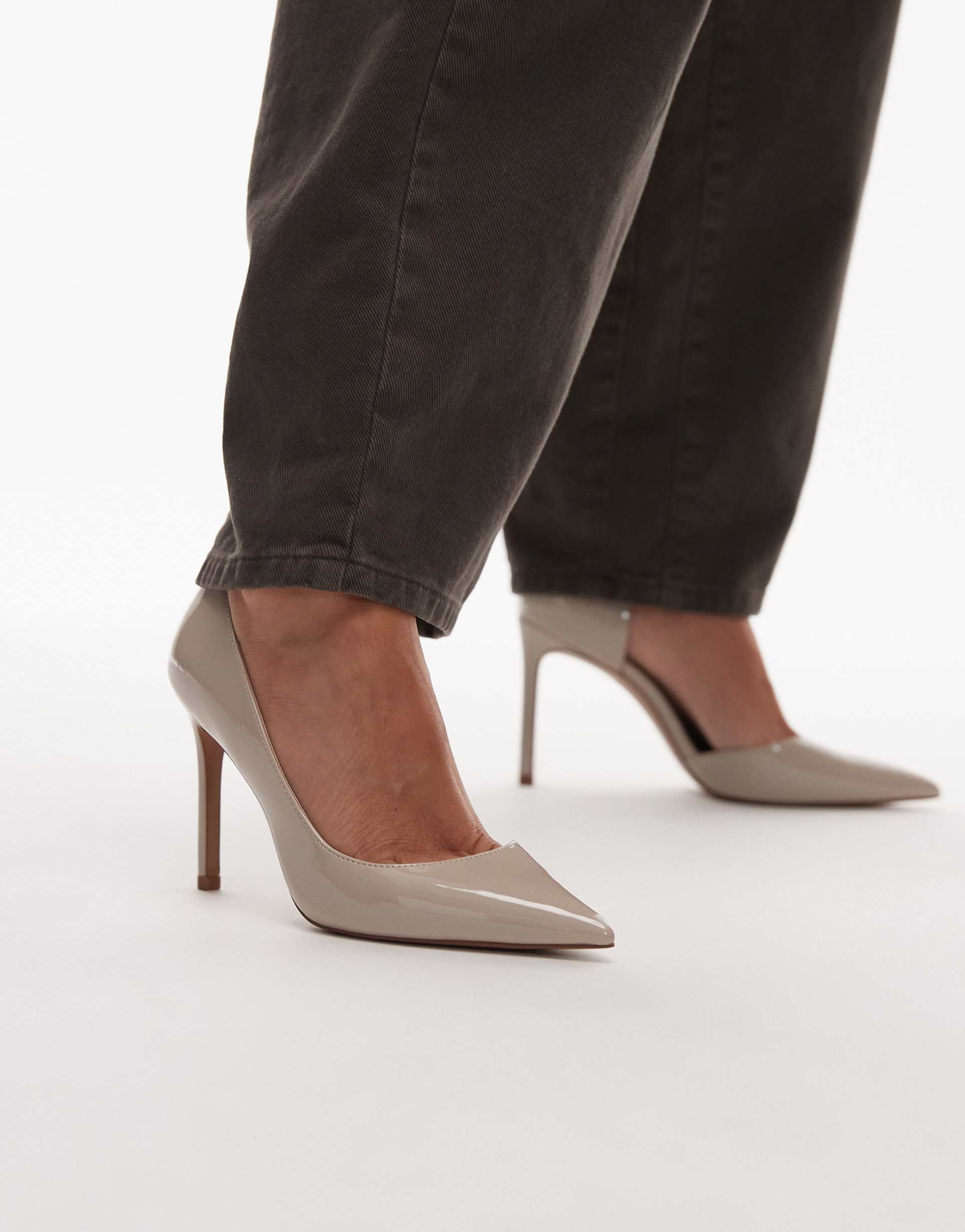 mango faux leather stiletto heeled shoes in gray