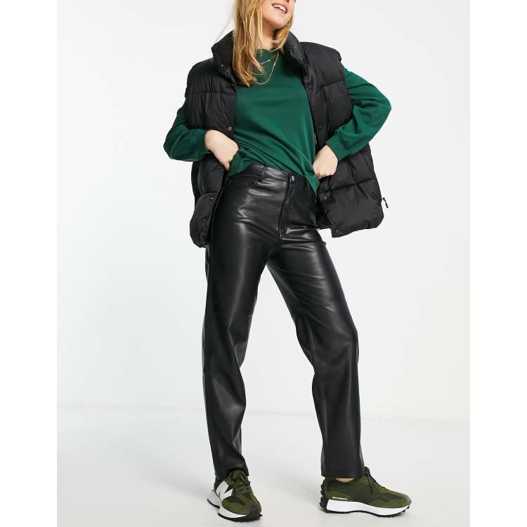 Mango Faux Leather Trousers, Black, XXS