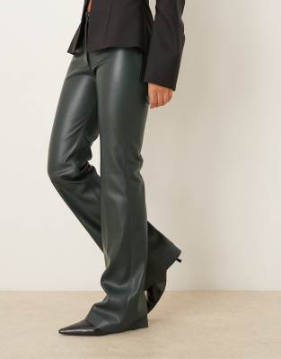 Mango Faux Leather Straight Leg Pants In Animal Print